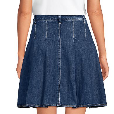 Women's Lands' End Lightweight Denim Mid Rise Pleated Skirt