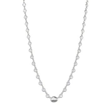 Nine West Silver Tone Glass Stone Collar Necklace