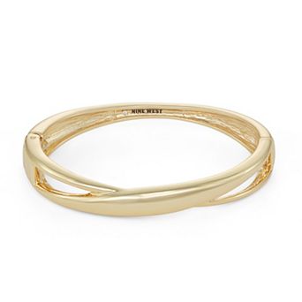 Nine West Gold Tone Hinged Bangle Bracelet