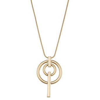Nine West Gold Tone Stacked Ring Pendant Necklace