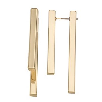 Nine West Gold Tone Linear Front Back Post Earrings