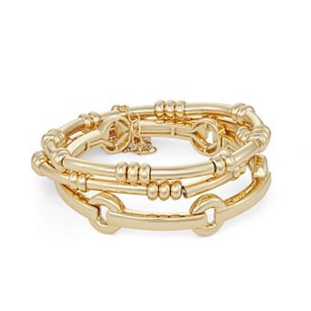 Nine West Gold Tone 3 Row Stretch Bracelet