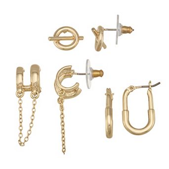 Nine West Gold Tone Toggle Trio Post Earrings Set