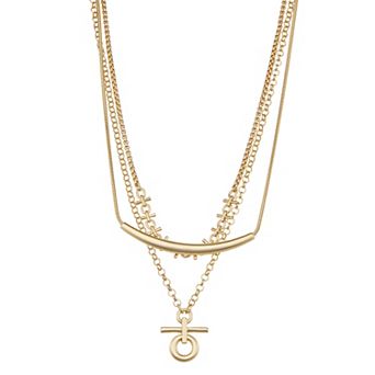 Nine West Gold Tone Multi-Chain Necklace
