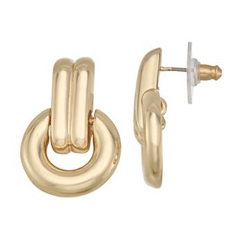 Nine West Gold Tone Button Stud Earrings