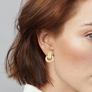 Nine West Gold Tone Button Stud Earrings