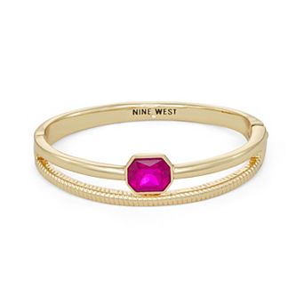 Nine West Gold-Tone Simulated Crystal Bangle Bracelet
