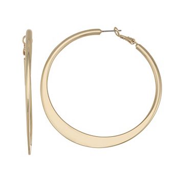 Nine West Gold-Tone Flattened Hoop Earrings