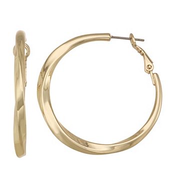 Nine West Gold-Tone Twist Hoop Earrings