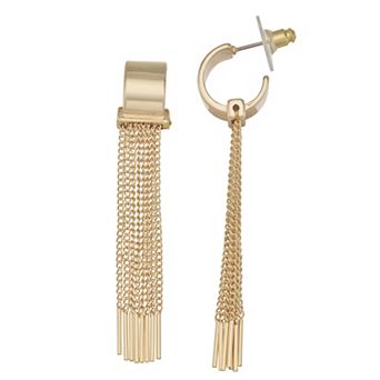 Nine West Gold-Tone Hoop Earrings with Chain Detail