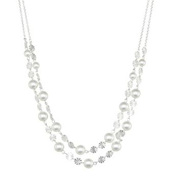 You're Invited Silver Tone Multirow Simulated Pearl Necklace