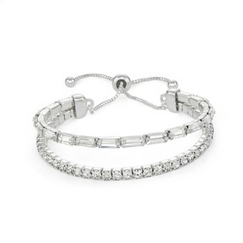 You're Invited Silver Tone Crystal Slider Bracelet