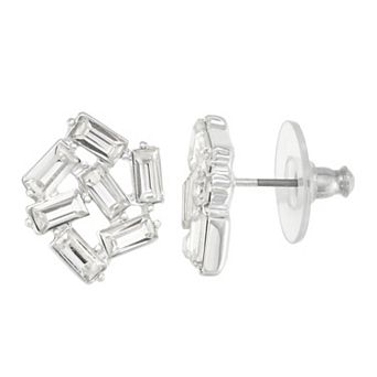 You're Invited Silver Tone Crystal Stud Earrings
