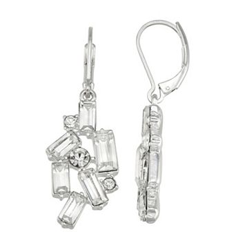 You're Invited Silver Tone Crystal Drop Earrings