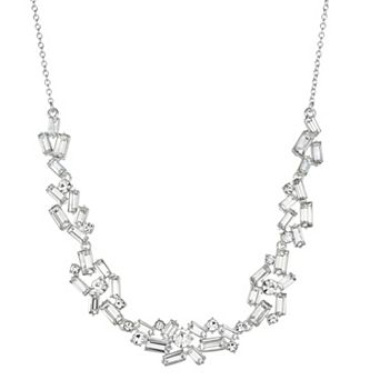 You're Invited Silver Tone Crystal Cluster Frontal Necklace