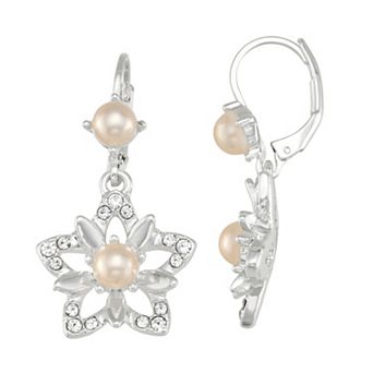 You're Invited Silver Tone Simulated Pink Pearl Drop Earrings