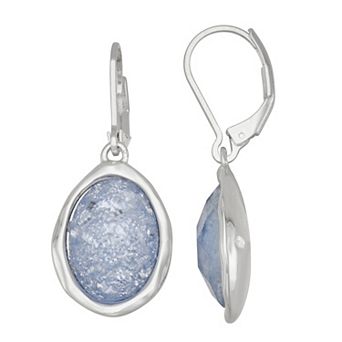 Napier Silver-Tone Simulated Blue Gemstone Leverback Single Drop Earrings