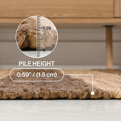 Jayden Rustic Farmhouse Woven Jute Stripe Area Rug