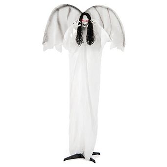 Costway Halloween Animatronic Standing Angel Holding Book 6.6FT Haunted House Decoration