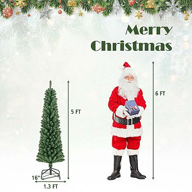 Costway 5/6/7/8 FT Pencil Christmas Tree with 295/392/523/671 Memory Wire Branch Tips