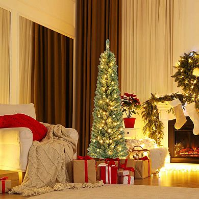 Costway 5/6/7/8 FT Pencil Christmas Tree with 295/392/523/671 Memory Wire Branch Tips