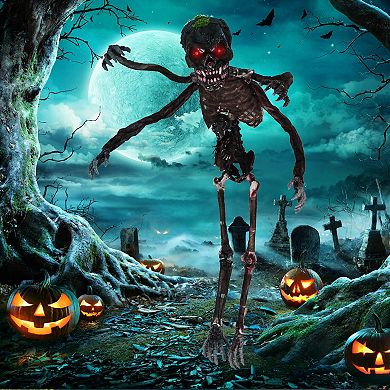 Costway 6 FT Animated Halloween Decoration Hanging Zombie Light-up Eyes Poseable Arms