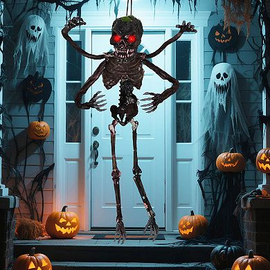 Costway 6 FT Animated Halloween Decoration Hanging Zombie Light-up Eyes Poseable Arms