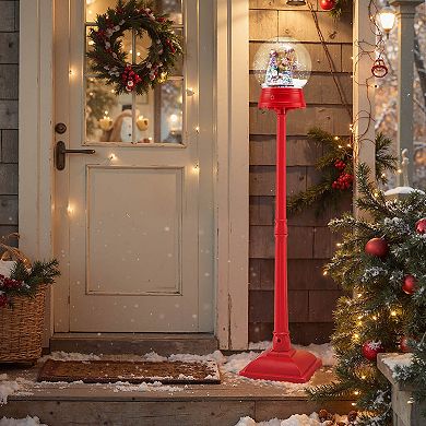 Costway 5 Ft Musical Christmas Street Lamp with 8 Tunes & 15 Colorful LED Lights for Porch