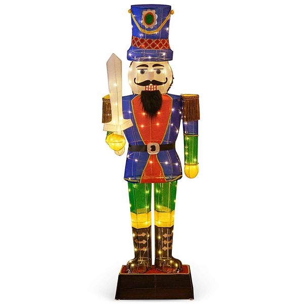 Costway 6 ft Pre-Lit Nutcracker with Sword 110 LED Lights Zip Ties