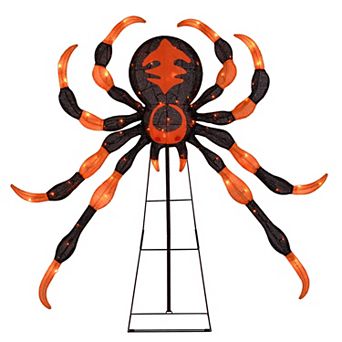 Costway 52” Halloween Spider Decoration with 16 Flickering Warm White LEDs & 64 Orange LEDs