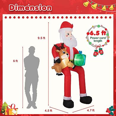 Costway 9.5 FT Christmas Inflatable Santa Decoration with Built-in LED Lights for Yard