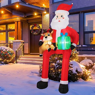 Costway 9.5 FT Christmas Inflatable Santa Decoration with Built-in LED Lights for Yard