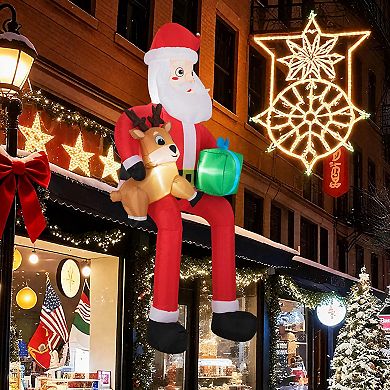 Costway 9.5 FT Christmas Inflatable Santa Decoration with Built-in LED Lights for Yard