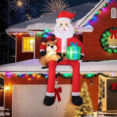 Costway 9.5 FT Christmas Inflatable Santa Decoration with Built-in LED Lights for Yard