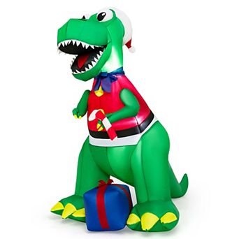 Costway 6FT Inflatable Christmas Dinosaur Dinosaur Decoration with LED Lights & Gift Box