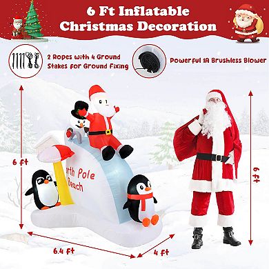Costway 6 Ft Christmas Inflatable with LED lights Indoor/Outdoor Lighted Xmas Inflatable