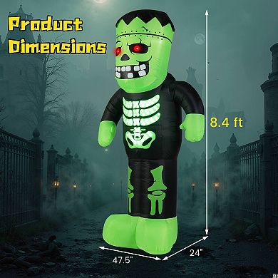 Costway 8.4 Ft Tall Halloween Inflatable Decoration LED-lit Inflatable Green Zombie