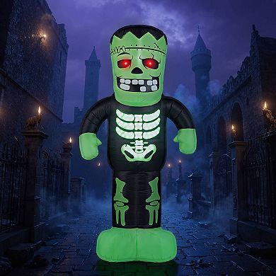 Costway 8.4 Ft Tall Halloween Inflatable Decoration LED-lit Inflatable Green Zombie