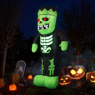 Costway 8.4 Ft Tall Halloween Inflatable Decoration LED-lit Inflatable Green Zombie