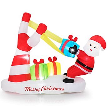 Costway 7 FT Christmas Inflatables Santa Decoration with Large Slingshot & LED Lights