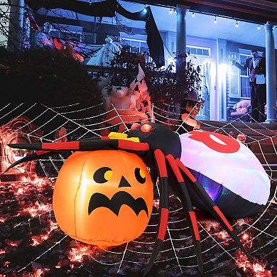 Costway 5 x 4.6 ft Inflatable Spider w/ Pumpkin LED Lighted Halloween Decoration