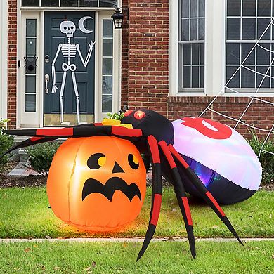 Costway 5 x 4.6 ft Inflatable Spider w/ Pumpkin LED Lighted Halloween Decoration