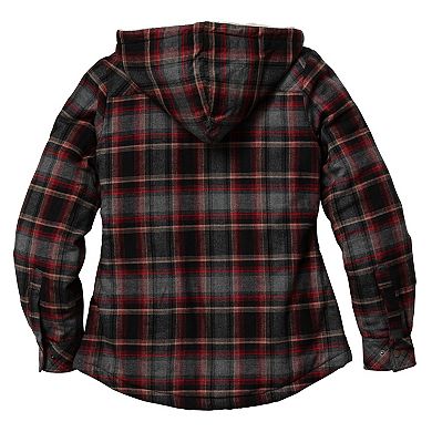 Women's Legendary Whitetails Snap Front Open Country Sherpa Lined Hooded Shirt Jacket