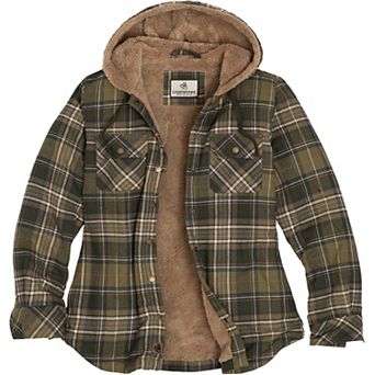 Women's Legendary Whitetails Snap Front Open Country Sherpa Lined Hooded Shirt Jacket