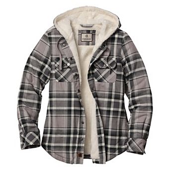 Women's Legendary Whitetails Snap Front Open Country Sherpa Lined Hooded Shirt Jacket