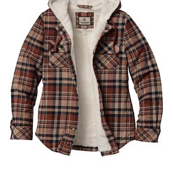 Women's Legendary Whitetails Snap Front Open Country Sherpa Lined Hooded Shirt Jacket