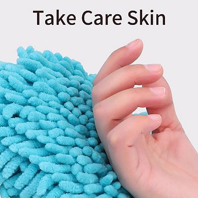 3Pcs Soft Absorbent Fluffy Chenille Ball Hand Towel Set, Fuzzy Decorative Towel w Wall Hook 6"x6"