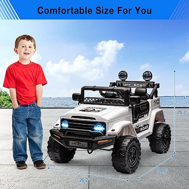 Kids Ride-On Truck, Electric Car with Openable Door & LED Lights, Gift for Boys & Girls