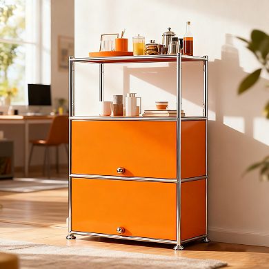 Modern Modular Metal Storage Cabinet with Shelves