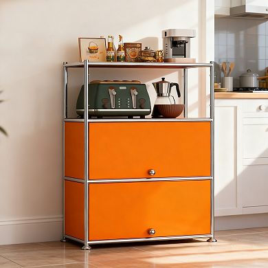 Modern Modular Metal Storage Cabinet with Shelves